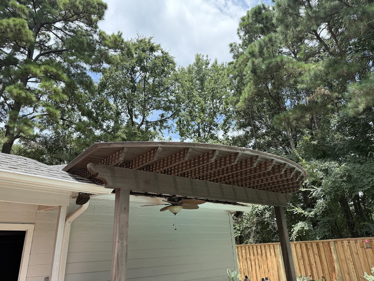 Custom pergola with ceiling fan